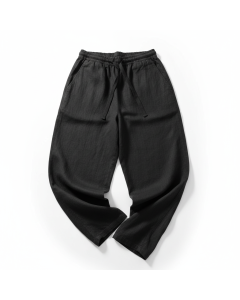 Pantalon en lin décontracté Côte - Noir - XL