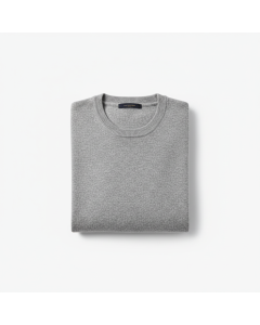 Pull col rond en laine mérinos Everyday - Gris chiné - M