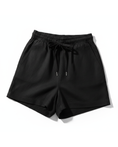 Short en lin décontracté Côte - Noir - 3XL