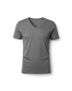 T-shirt col V en coton pima Luxe - Gris chiné - M