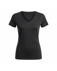 T-shirt col V en coton pima Luxe - Noir - M