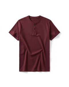 T-shirt Henley à boutons Heritage - Bordeaux - XL