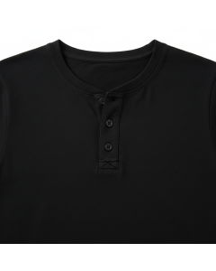 T-shirt Henley à boutons Heritage - Noir - XL