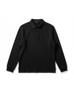 Polo manches longues en piqué Automne - Noir - 3XL