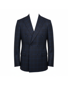 Veste de costume croisée Prince de Galles - Bleu marine - XS