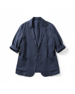 Blazer non doublé en lin Riviera - Bleu marine - L