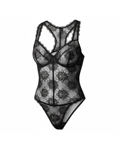 Body en dentelle florale à armatures Séduction - Noir - S