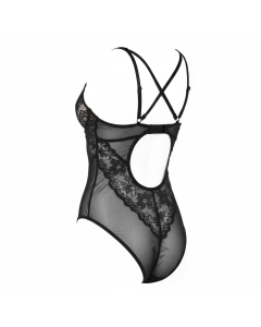 Body en tulle et dentelle Calais Héritage - Noir - XS