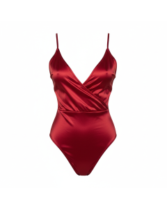 Body cache-cœur en satin Rivoli - Rouge - XS