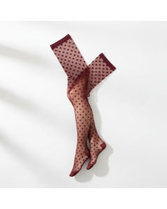 Collant à motif pois sheer Rétro - Bordeaux - L
