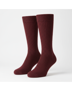 Chaussettes hautes en laine côtelée Highlands - Bordeaux - L