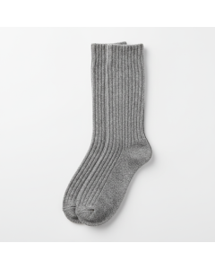 Chaussettes hautes en laine côtelée Highlands - Gris chiné - L