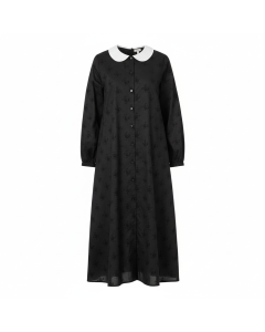 Chemise de nuit longue en coton Cottage - Noir - L