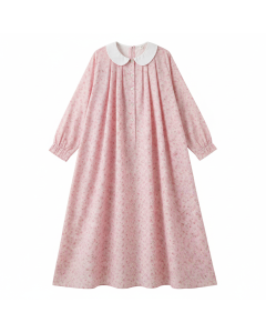 Chemise de nuit longue en coton Cottage - Rose poudré - L