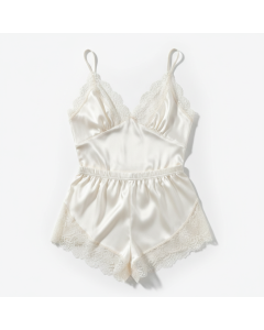 Ensemble caraco + short satin Dolce Notte - Ivoire - XS