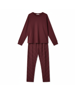 Pyjama pantalon en jersey Cozy Night - Bordeaux - L