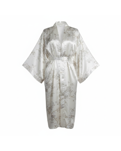 Geisha floral print satin kimono