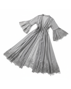 Cascading long chiffon peignoir
