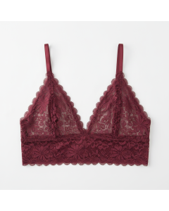 Soutien-gorge triangle en dentelle florale Poème - Bordeaux - XS