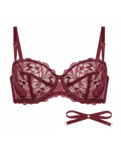 Romance embroidered tulle bandeau bra