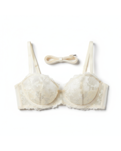 Soutien-gorge bandeau en tulle brodé Romance - Ivoire - M