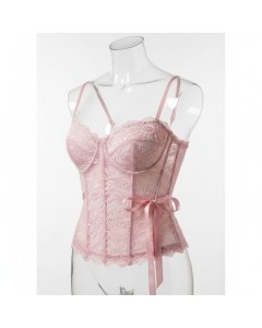 Soutien-gorge bustier en dentelle Couture - Rose poudré - S