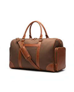 Sac de voyage weekend en cuir et toile Explorer - Cognac