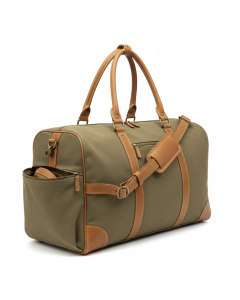 Sac de voyage weekend en cuir et toile Explorer - Kaki
