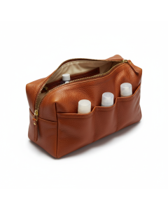 Trousse de toilette en cuir Vanity - Cognac