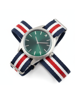 Vintage-Uhr grünes Zifferblatt NATO-Band Retro