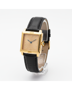 Eckige Art-déco-Uhr Champagner-Zifferblatt Gatsby