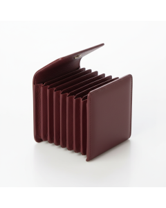 Porte-cartes à soufflet en cuir Accordion - Bordeaux
