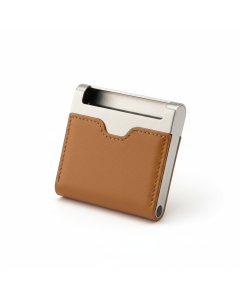 Porte-cartes en métal et cuir Business - Camel
