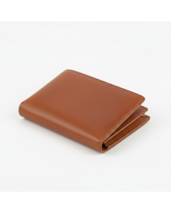 Portefeuille à rabat en cuir lisse Classique - Cognac