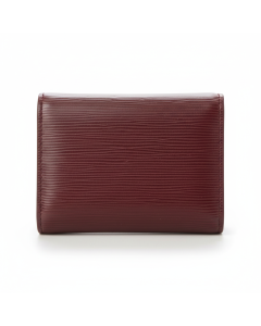 Portefeuille compact en cuir saffiano Mini - Bordeaux