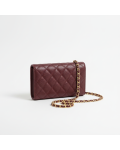Portefeuille à chaîne en cuir matelassé Wallet on Chain - Bordeaux