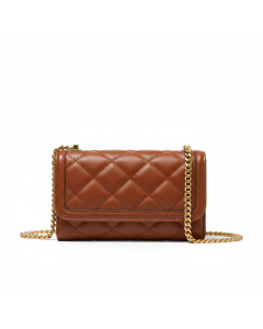 Portefeuille à chaîne en cuir matelassé Wallet on Chain - Cognac