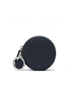 Porte-monnaie rond en cuir Coin - Bleu marine