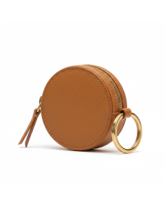 Porte-monnaie rond en cuir Coin - Camel