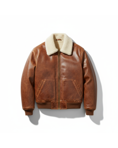 Blouson aviateur en cuir vieilli Vintage - Cognac - L