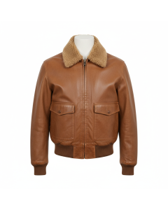 Blouson aviateur en cuir vieilli Vintage - Camel - L