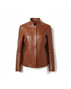 Blouson cuir vegan minimaliste Neo - Cognac - M
