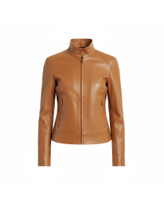 Blouson cuir vegan minimaliste Neo - Camel - M