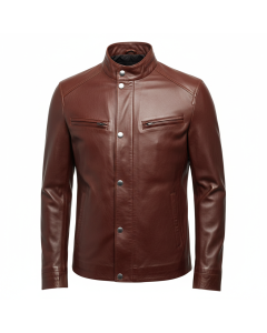 Veste en cuir nappa Marin - Cognac - XS