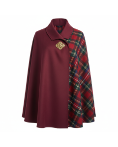 Wendbare Cape Wolle/Tartan Highland