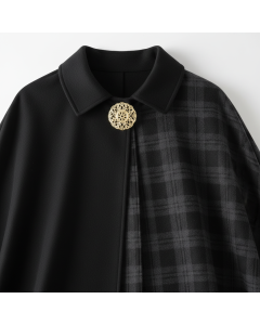 Cape réversible laine/tartan Highland - Noir - XL