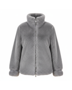 Manteau teddy en fausse fourrure Sherpa - Gris chiné - M