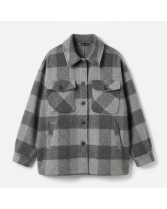 Veste surchemise épaisse en laine Shacket - Gris chiné - XXL