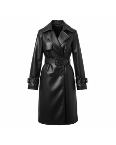 Trench en cuir vegan Audace - Noir - L
