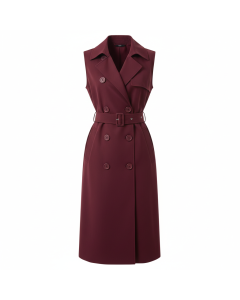 Trench sans manches gilet long Chic - Bordeaux - XL